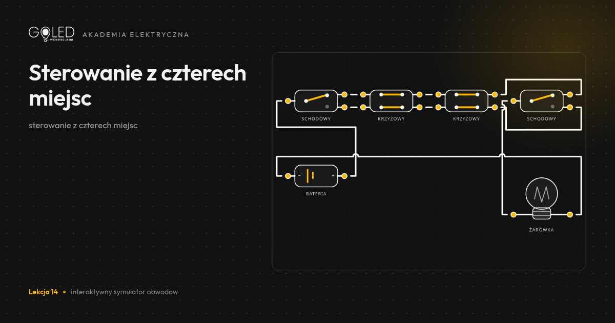 Schemat: Sterowanie lampą z czterech miejsc – jak to połączyć?