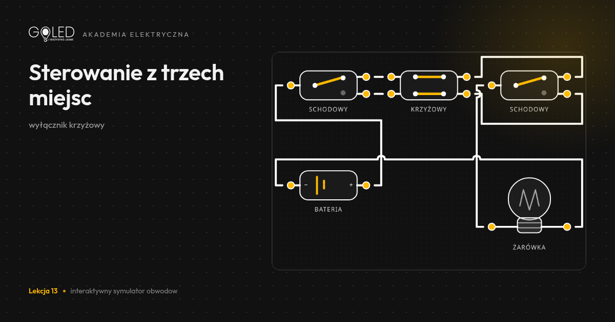 Schemat: Jak sterować lampą z trzech miejsc?