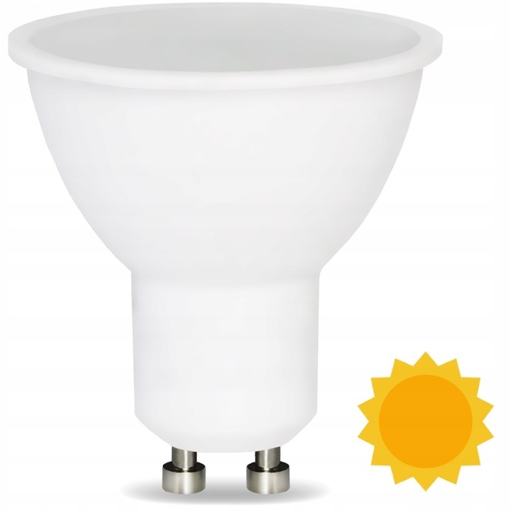 ŻARÓWKA LED GU10 8W BARWA BIAŁA CIEPŁA 3000K SMD NIEMRUGAJĄCA