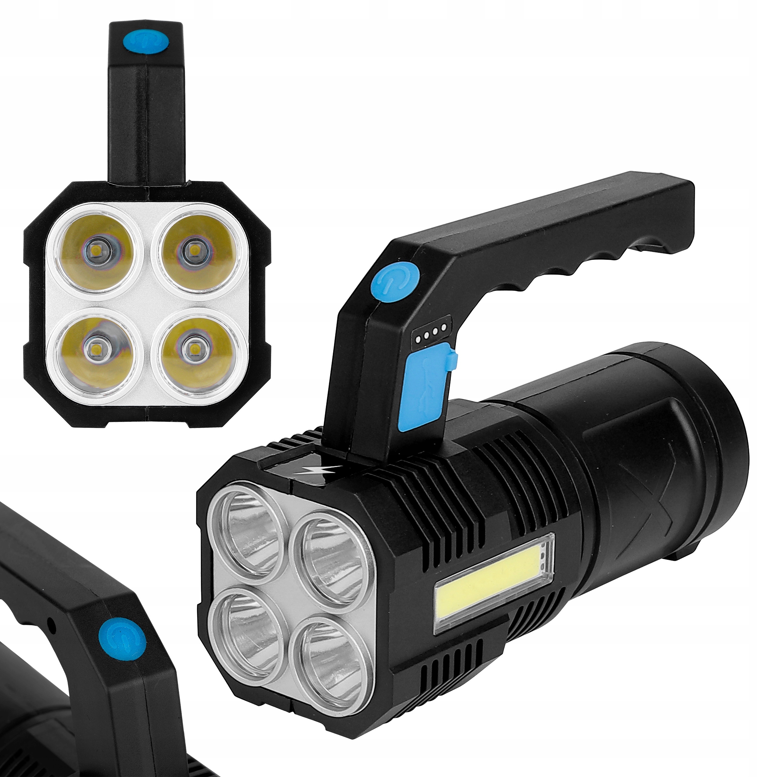 LATARKA LED 2W LED + 3W COB AKUMLATOROWA WOJSKOWA SURVIVAL