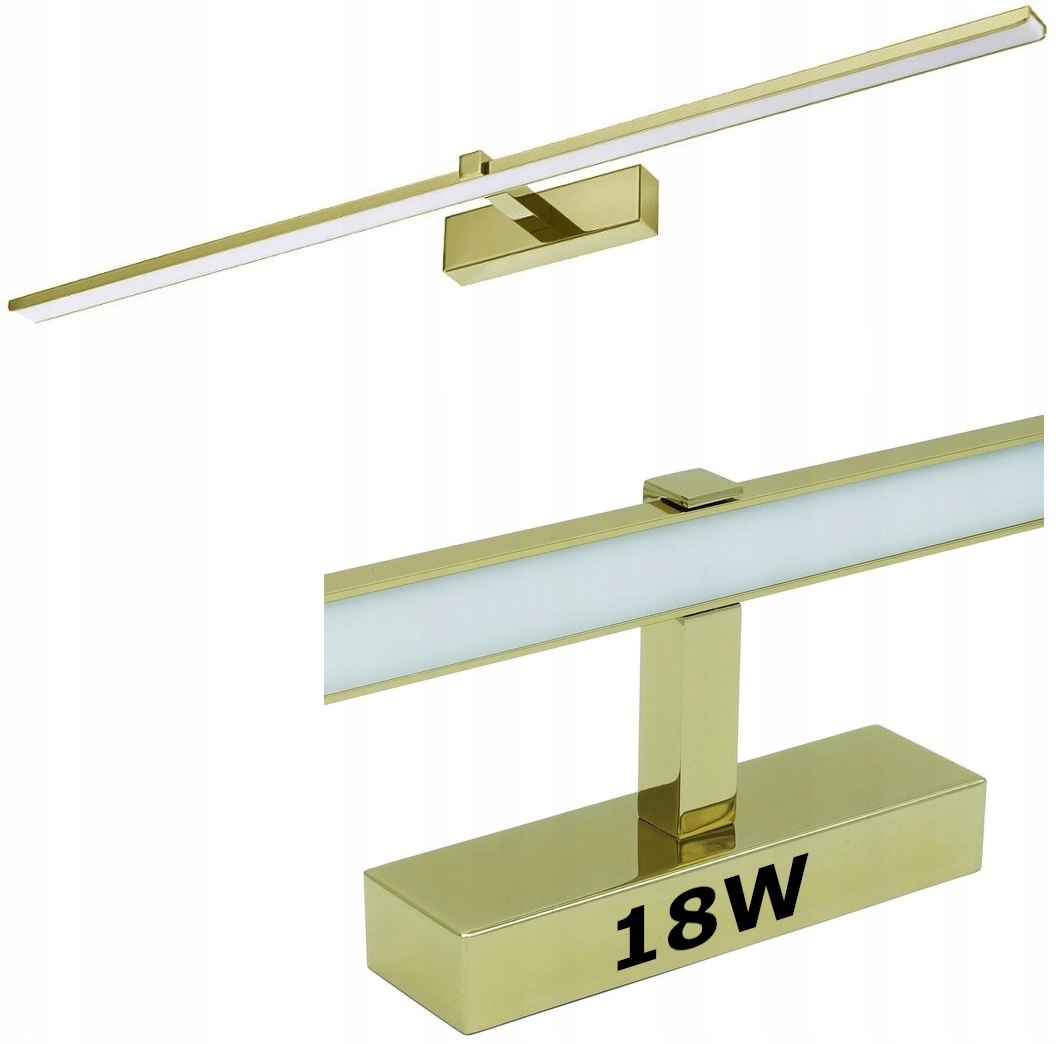 KINKIET ŁAZIENKOWY LAMPA NAD LUSTRO DO ŁAZIENKI LED 18W ZŁOTY METAL IP44
