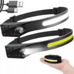 LATARKA CZOŁOWA LED AKUMLATOROWA 3W COB + 1W LED BARDZO MOCNA SENSOR