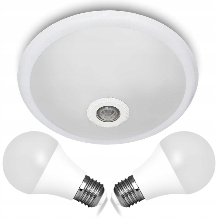 LAMPA PLAFON OPRAWA 20W Z CZUJNIKIEM RUCHU 2 x LED 10W E27 Z ZARÓWKAMI