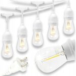 GIRLANDA ŚWIETLNA OGRODOWA BIAŁA NA TARAS OGÓD BALKON E27 20M + 20x LED