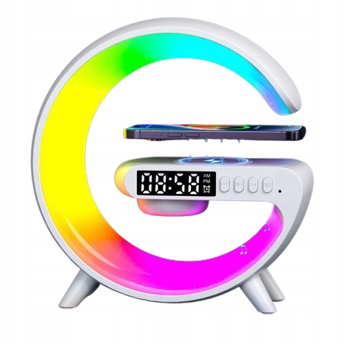 LAMPKA BIURKOWA LED 5W RGB Z GŁOŚNIKIEM BLUETOOTH Z ŁADOWARKĄ BIAŁA