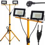 HALOGEN LED NA STOJAKU 8000LM 100W 4500K 2XW50W SMD BUDOWLANA GARAŻOWA