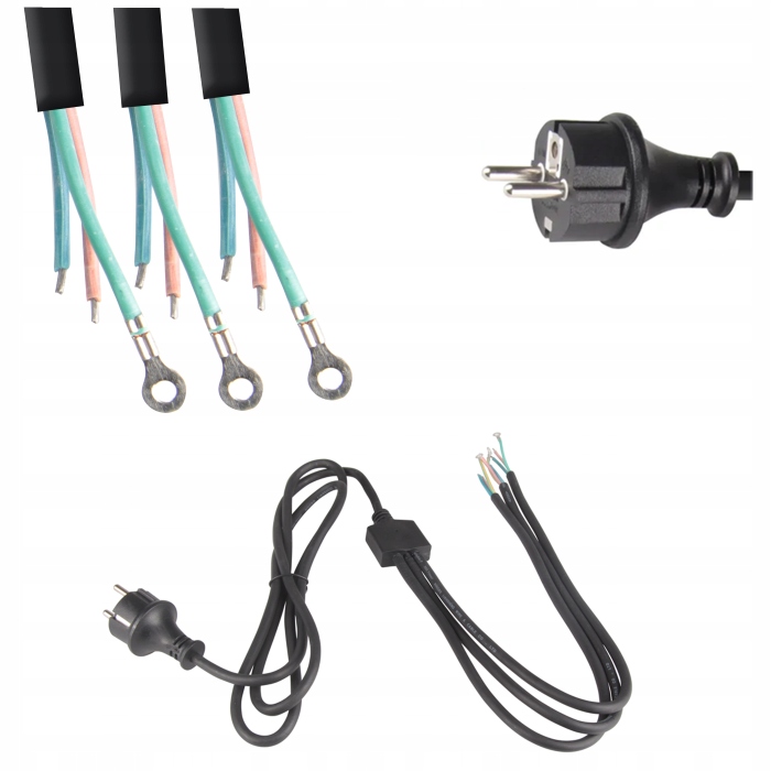 KABEL PRZEWÓD ZASILAJACY Z WTYCZKĄ DO HALOGENÓW 230V 2 M 3G 3x0,75 1/2