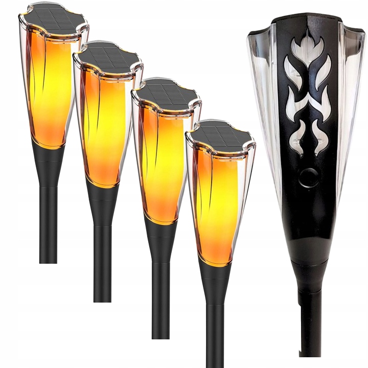4 x LAMPA OGRODOWA SŁUPEK SOLARNY LED WBIJANY POCHODNIA EFEKT PŁOMIENIA