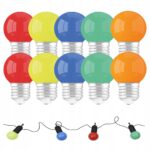 10 x ŻARÓWKA KOLOROWA E27 DO GIRLAND DEKORACYJNA MIX KOLORÓW 1W LED