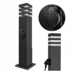 LAMPA OGRODOWA STOJĄCA LED E27 SŁUPEK 60CM Z GNIAZDEM 230V ALUMINIUM
