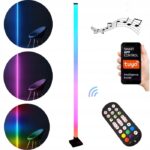 LAMPA PODŁOGOWA STOJACA TUBA RGB CZARNA PILOT + STEROWANIE APLIKACJA TUYA