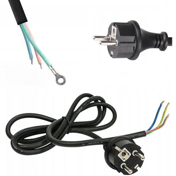KABEL PRZEWÓD ZASILAJACY Z WTYCZKĄ DO HALOGENÓW 230V 1,5 M 3G 3x0,75 1/1