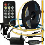 TAŚMA LED COB 5m 24V ZESTAW Z PILOTEM I ZASILACZEM BARWA CIEPŁA 3000K 35W
