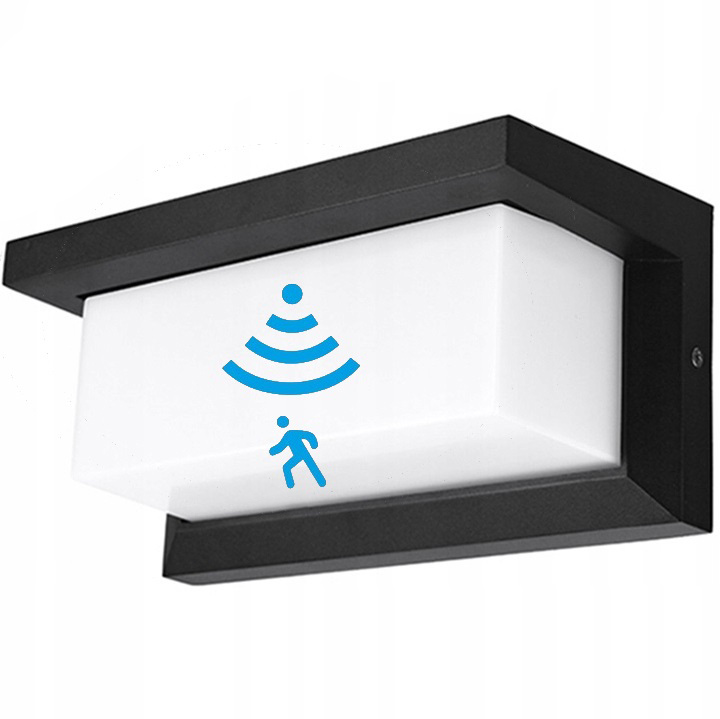 KINKIET ZEWNĘTRZNY LAMPA ELEWACYJNA OGRODOWA LED 12W CZUJNIK RUCHU IP65 ALU