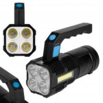 LATARKA LED 2W LED + 3W COB AKUMLATOROWA WOJSKOWA SURVIVAL