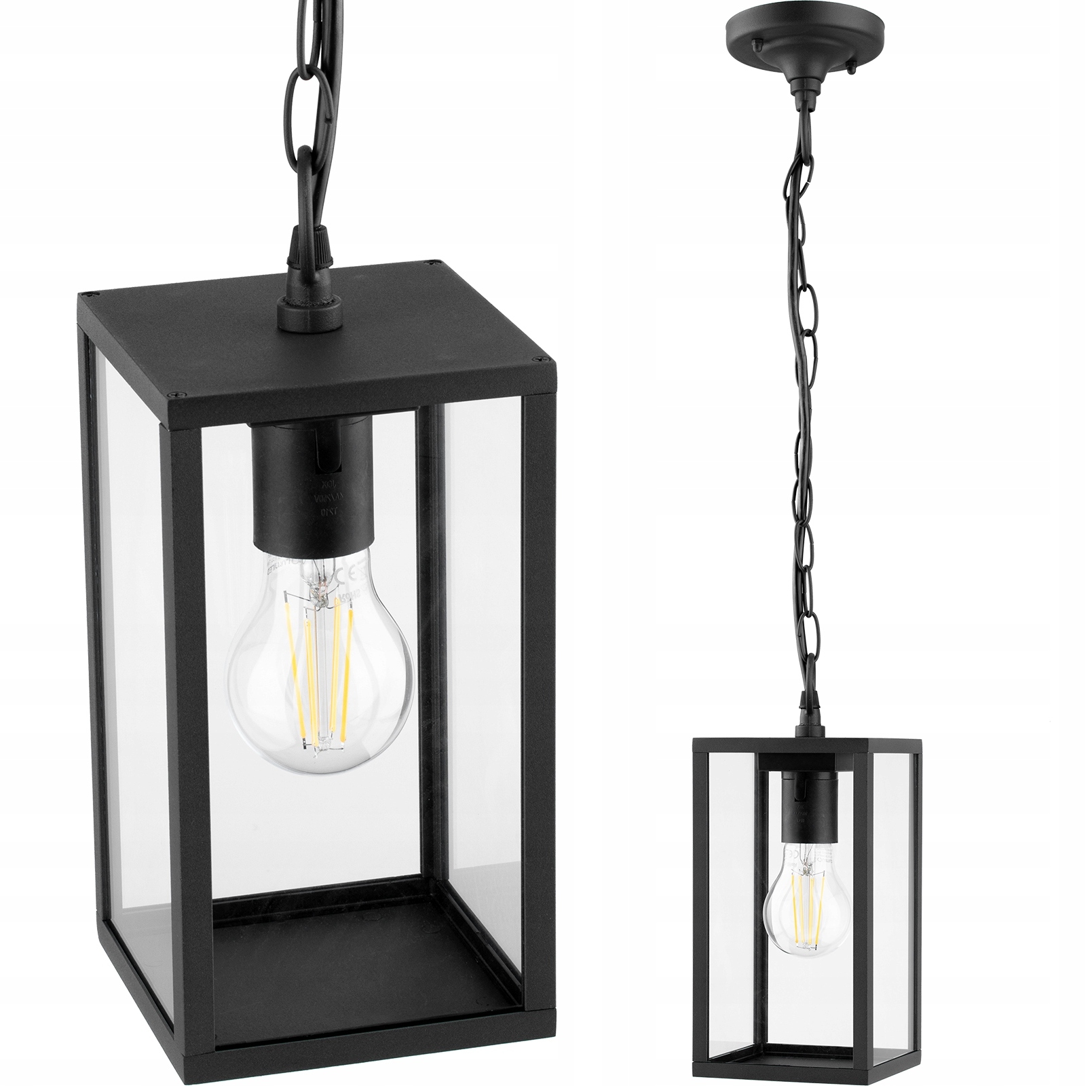LAMPA OGRODOWA WISZĄCA ZEWNĘTRZNA ELEWACYJNA LAMPA E27 LATARNIA CZARNA
