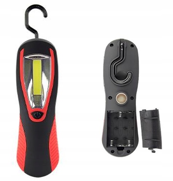 LATARKA LED 1W ROBOCZA DO GARAŻU I PIWNICY Z HAKIEM I MAGNESEM NA BATERIE
