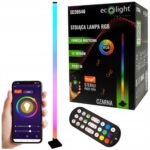 Lampa Stojąca Podłogowa RGB Muzyczna Czarna Narożna + Pilot +Aplikacja Tuya