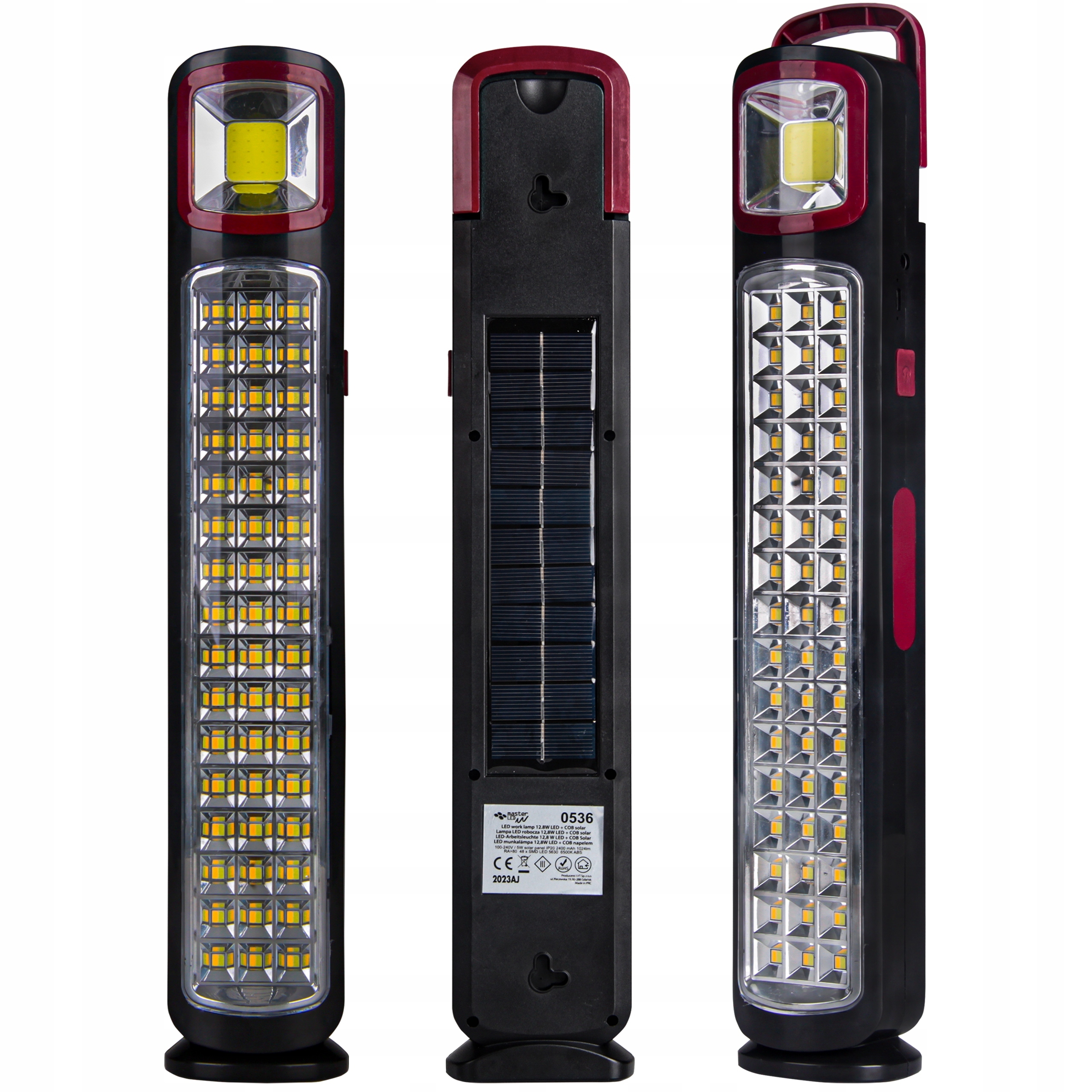 LAMPA LED WARSZTATOWA 12,8W + COB SOLARNA / SIECIOWA LATARKA LAMPKA UCHWYT