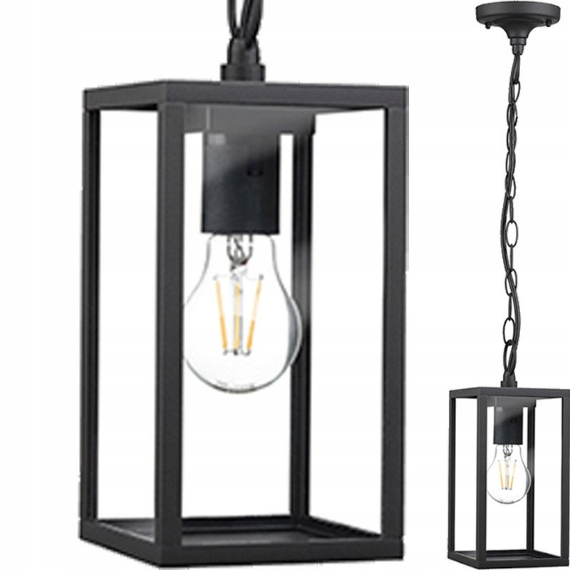 LAMPA OGRODOWA WISZĄCA ZEWNĘTRZNA ELEWACYJNA E27 LATARNIA CIEMNO SZARA