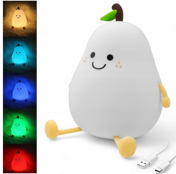 LAMPKA NOCNA BIURKOWA STOŁOWA GRUSZKA LED 1W DLA DZIECI ZMIANA KOLORÓW RGB