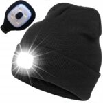 CZAPKA LED Z LATARKĄ ZIMOWA CZARNA CIEPŁA ŁADOWANIE USB BHP UNIWERSALNA