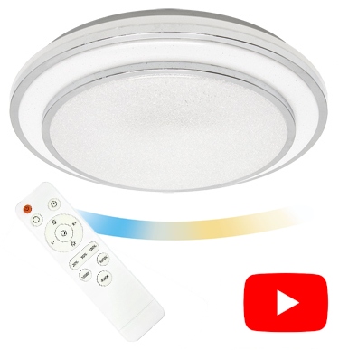 LAMPA ŁAZIENKOWA PLAFON LED DEKORACYJNY SUFITOWY 48W IP44 PILOT CCT GLAMOUR