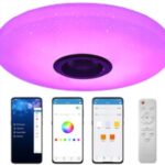 LAMPA PLAFON LED RGB 72W GŁOŚNIK BLUETOOTH APLIKACJA PILOT PAMIĘĆ BARWY