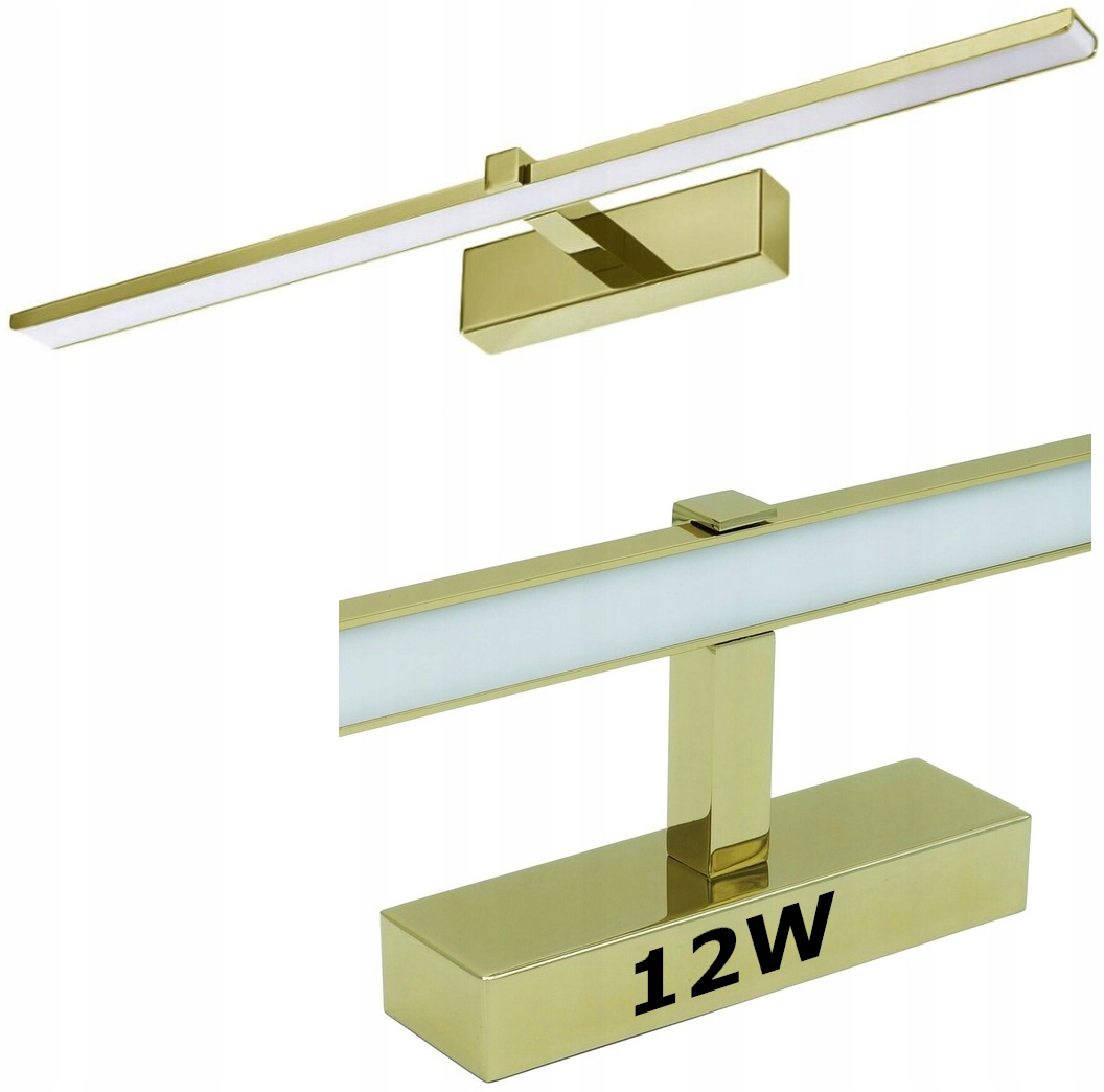 KINKIET ŁAZIENKOWY LAMPA NAD LUSTRO DO ŁAZIENKI LED 12W ZŁOTY IP44