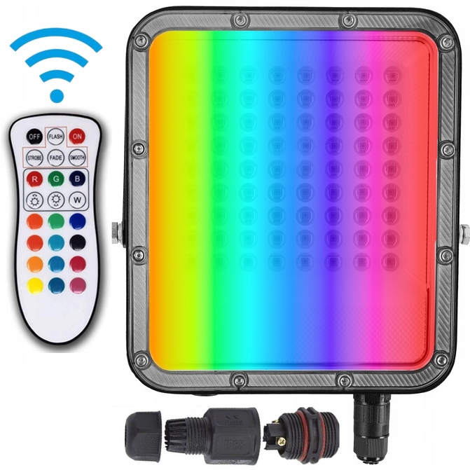 REFLEKTOR NAŚWIETLACZ OGRODOWY RGB + 6500K LED 50W + PILOT
