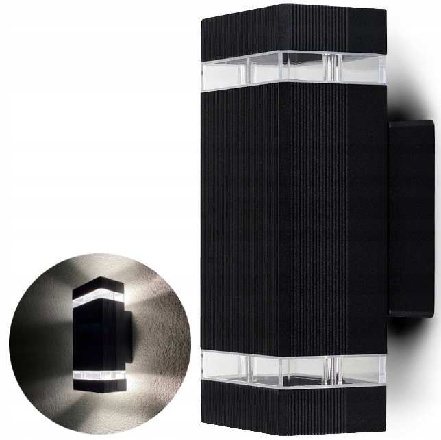 KINKIET ELEWACYJNY LAMPA ZEWNĘTRZNA CZARNA KINKIET ŚCIENNY 2x GU10 ALUMINUM