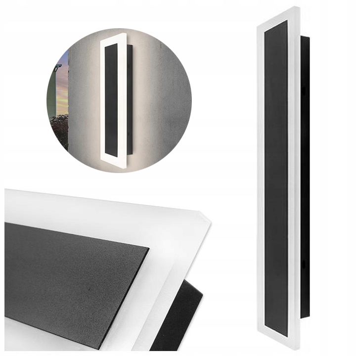 KINKIET LAMPA ELEWACYJNA LED OPRAWA ARCHITEKTONICZNA 80CM 24W CZARNA