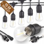 GIRLANDA OGRODOWA ZEWNĘTRZNA 15m ŁAŃCUCH 230V ŻARÓWKI LED 30 x E27 1W 2700K
