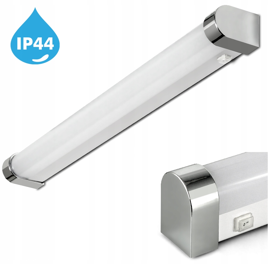 KINKIET ŁAZIENKOWY LAMPA LED 15W NAD LUSTRO 60cm CHROM IP44 WŁĄCZNIK