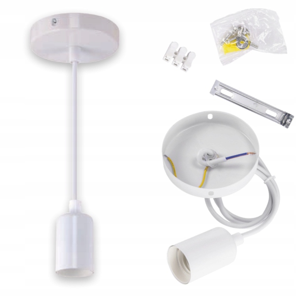 LAMPA WISZĄCA ZWIS METALOWY E27 DO ŻARÓWEK, 100cm BIAŁY