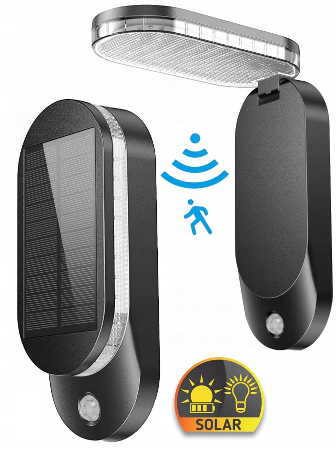 LAMPA SOLARNA ELEWACYJNA LED Z CZUJNIKIEM RUCHU I ZMIERZCHU REGULOWANA IP65