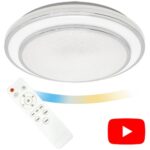 LAMPA ŁAZIENKOWA PLAFON LED DEKORACYJNY SUFITOWY 48W IP44 PILOT CCT GLAMOUR