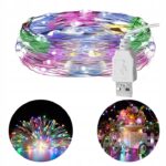 ŁAŃCUCH DRUCIK OZDOBNY CHOINKOWY RGB GIRLANDA CHOINKA 100LED 10M USB