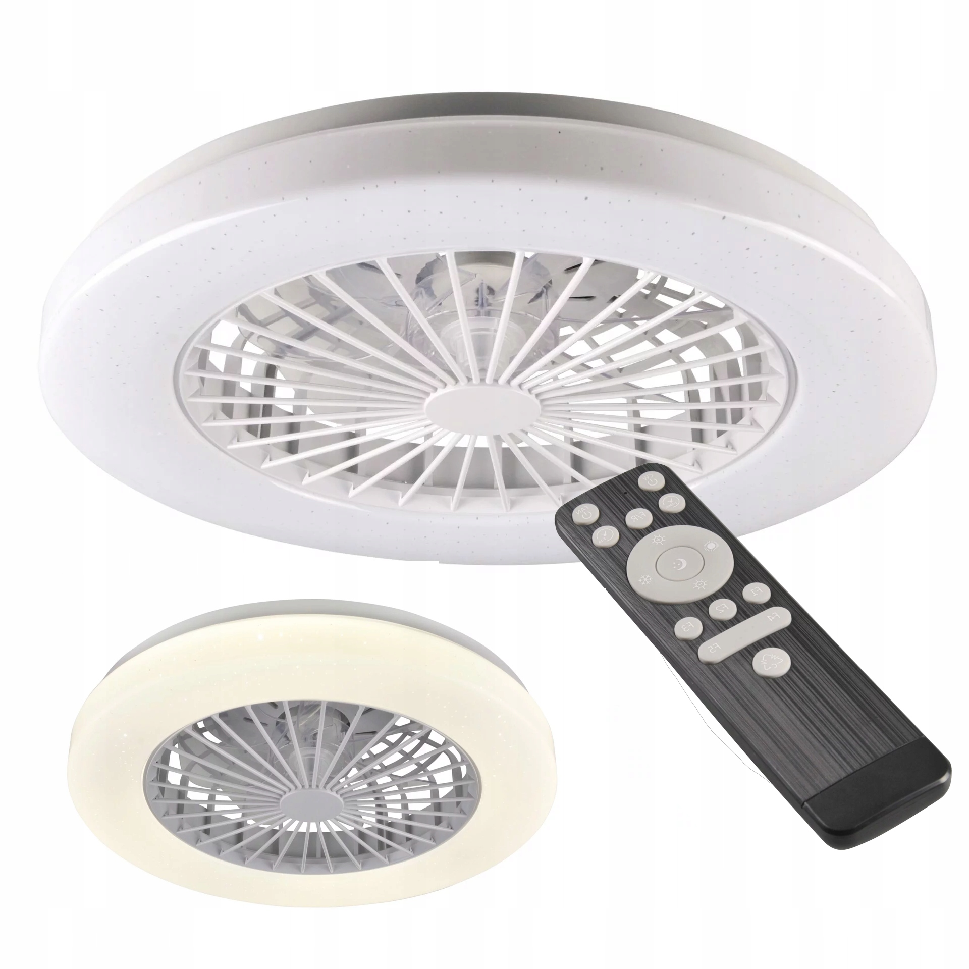 ŻYRANDOL WENTYLATOR SUFITOWY LAMPA LED 63W CCT 50CM PAMIĘĆ BARWY+PILOT