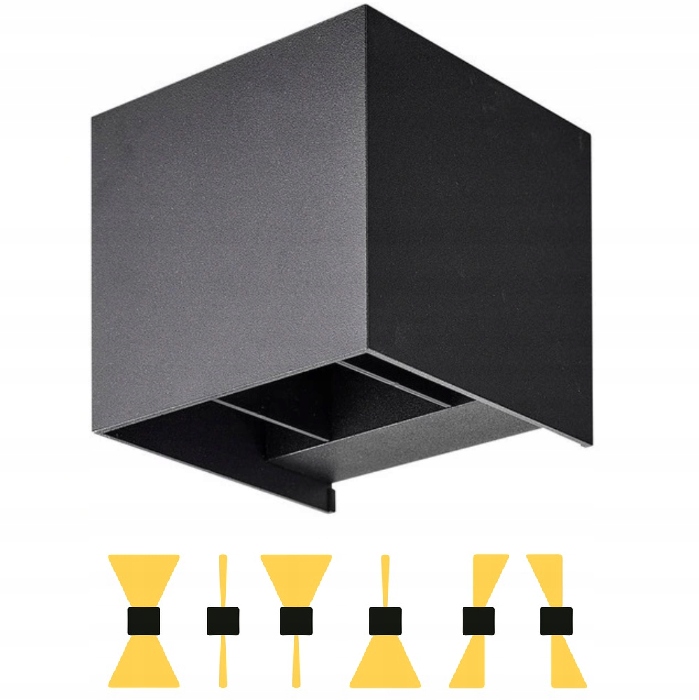 LAMPA ELEWACYJNA OGRODOWA ZEWNĘTRZNA KINKIET LED 6W IP54 CZARNY ALUMINIUM