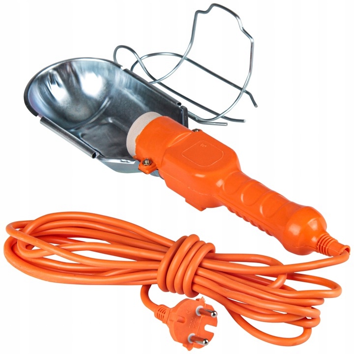 LAMPA WARSZTATOWA E27 230V Z PRZEWODEM I HAKIEM NA KABLU 5M LATARKA