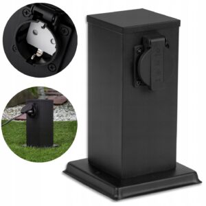 ELEKTRYCZNY SŁUPEK OGRODOWY 230V ZASILAJĄCY IP44 – 2 GNIAZDA HERMETYCZNE Lampy uliczne