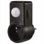 CZUJNIK RUCHU PIR DO GNIAZDKA KONTAKTU CZARNY Z WYŁĄCZNIKIEM DO LAMP 230V