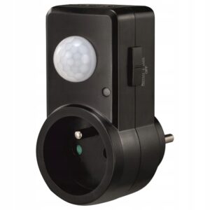 CZUJNIK RUCHU PIR DO GNIAZDKA KONTAKTU CZARNY Z WYŁĄCZNIKIEM DO LAMP 230V Akcesoria