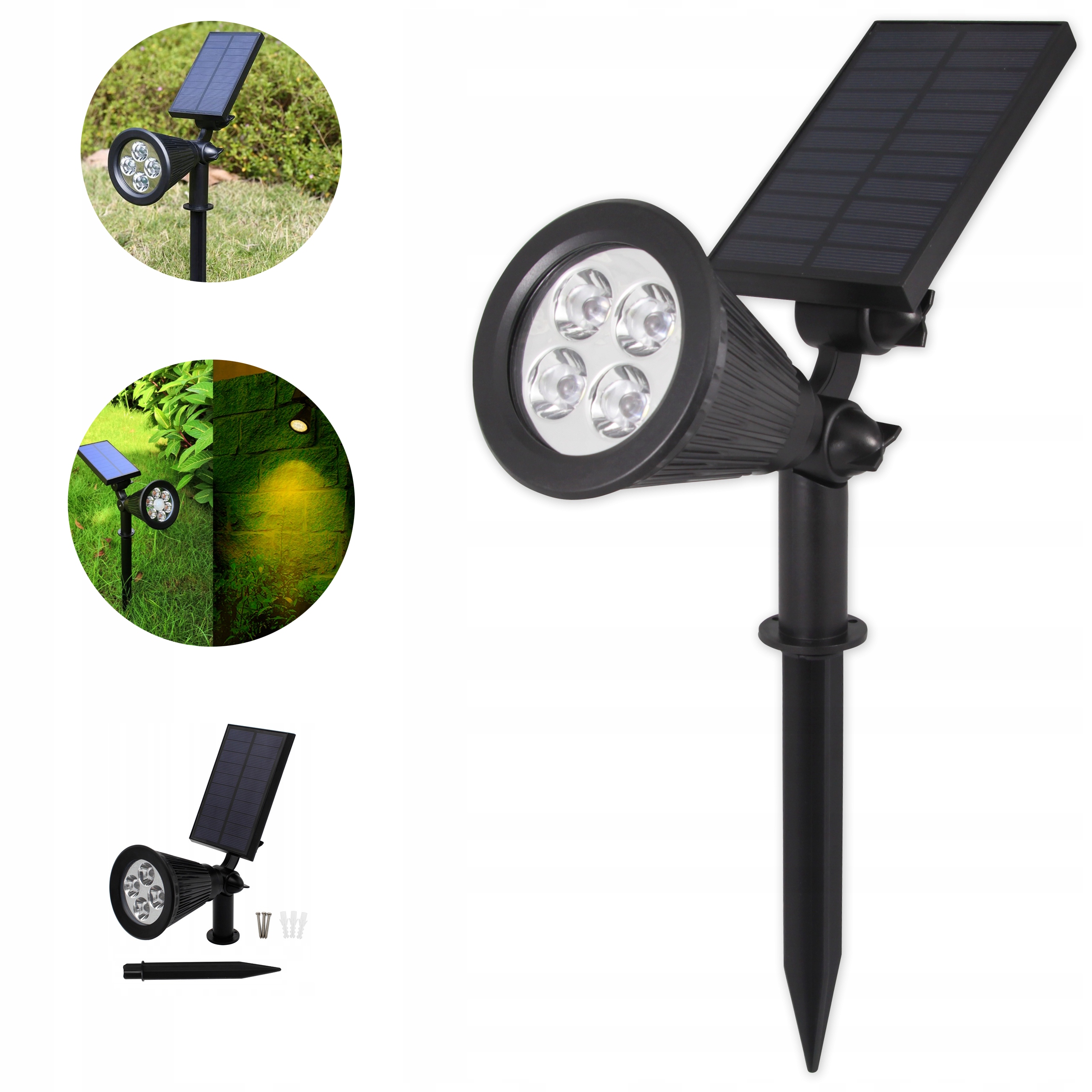 NAŚWIETLACZ OGRODOWY REFLEKTOR LAMPA SOLARNA LED 0,8W WBIJANY SZPIKULEC