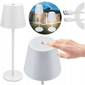 LAMPKA STOŁOWA LED 3W ZEWNETRZNA NA TARAS BALKON OZDOBNA IP44 BIAŁA CCT