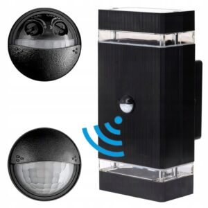 KINKIET ELEWACYJNY ZEWNETRZNY LAMPA Z CZUJNIKIEM RUCHU I ZMIERZCHU 2x GU10 Kinkiety