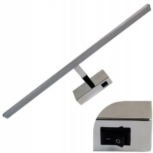 KINKIET ŁAZIENKOWY LED 12W NAD LUSTRO 55,5cm CHROM LAMPA WŁĄCZNIK Kinkiety
