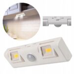 LAMPKA PODSZAFKOWA LED Z CZUJINKIEM PIR 2xCOB BIAŁA BEZINWAZYJNY MONTAŻ