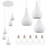 Lampa Sufitowa Wisząca Żyrandol 5x E14 Biała Nowoczesna z Żarówkami LED 4W
